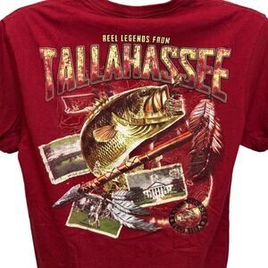 Reel Legends Tallahassee Graphic T-Shirt Red Bass Fishing Tee Size Medium